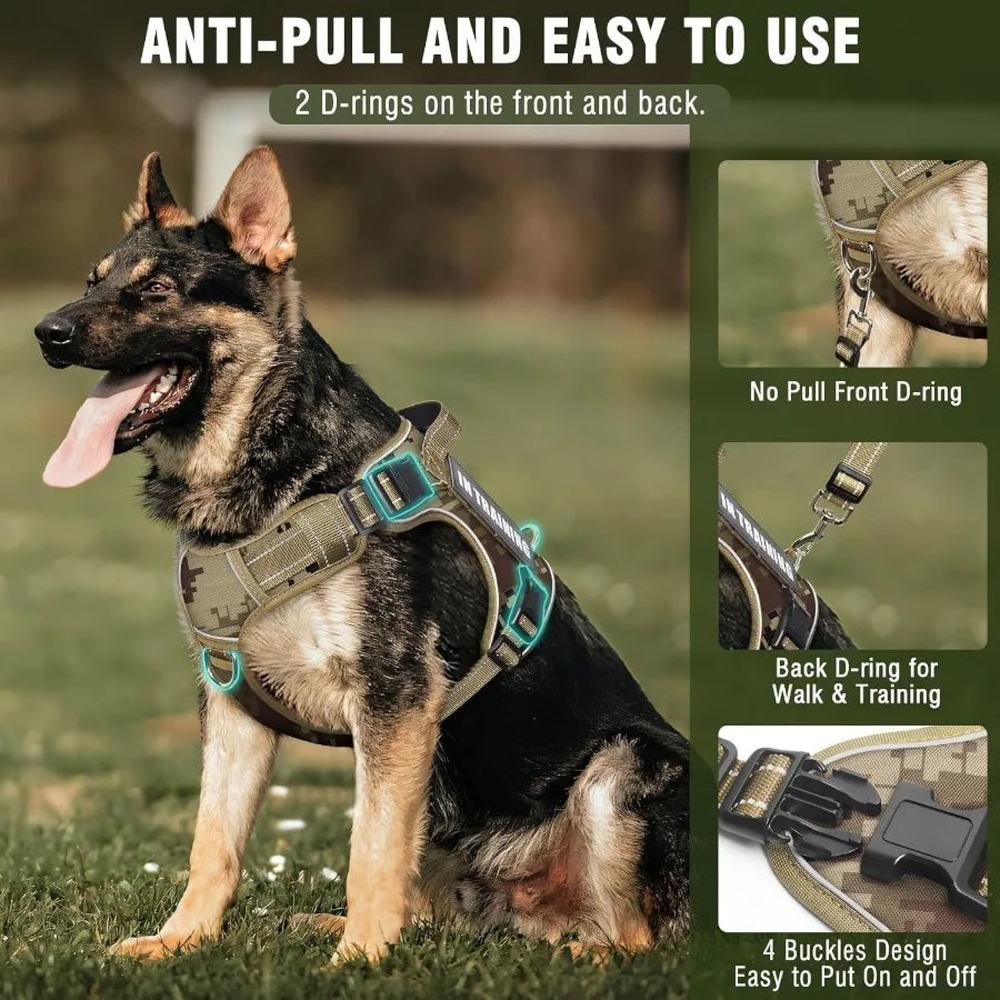 Hign-concerned ReflectivePatches Adjustable Heavy-Duty Dog Harness And Leash Kit Pro