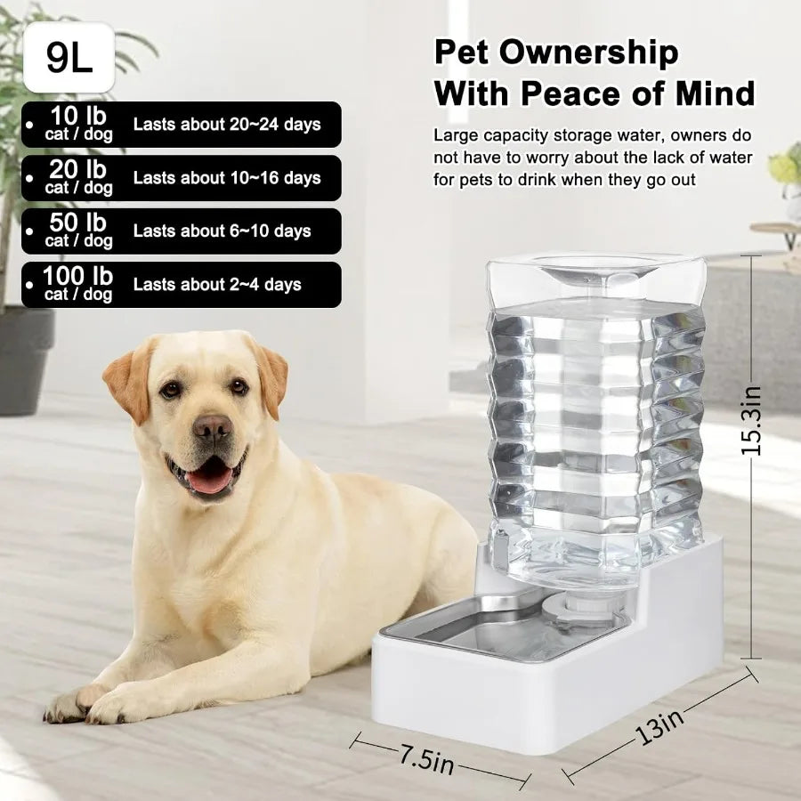 Automatic Pet Water Dispenser With Gravity Fed Stainless Bowl