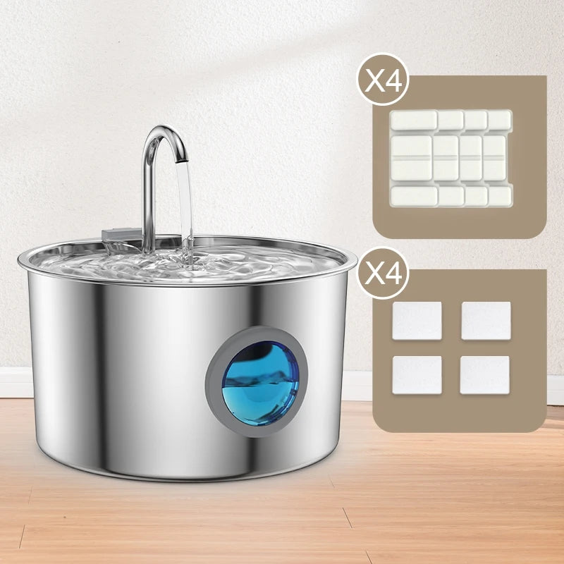 OPETH Stainless Steel Automatic Cat Water Fountain With Filters