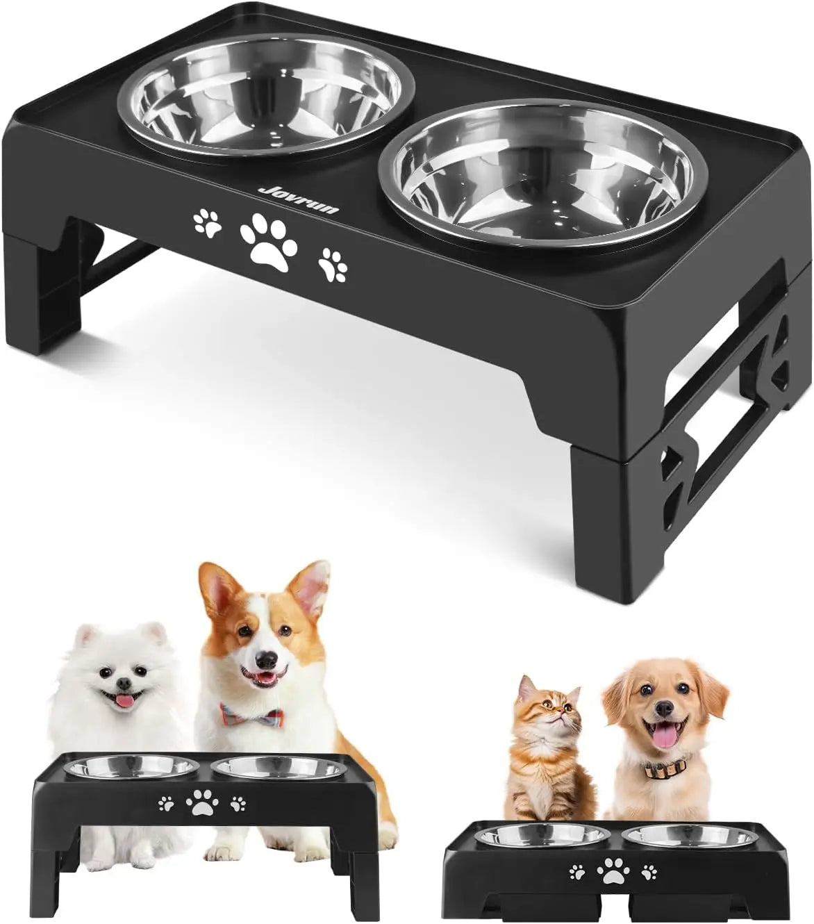Adjustable Elevated Dog Bowl Slow Feeder With Stainless Steel Stand