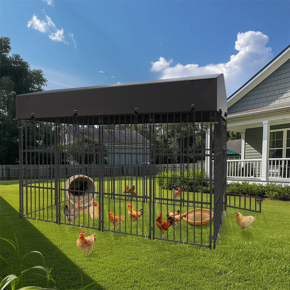 BORWAR Heavy Duty Large Dog Kennel Welded Metal Playpen With Roof Cover For Outdoor And Indoor Use