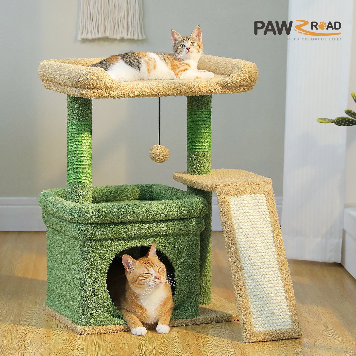 PAWZ Road Small Cat Tree Indoor Tower With Sisal Scratching Post And Top Perch Cat Condo