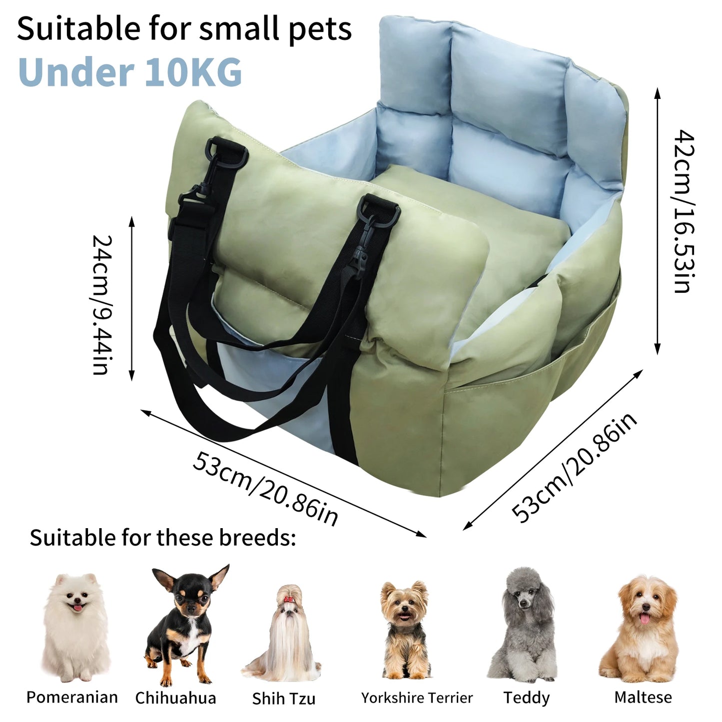 Dog Car Seat Travel Bed and Booster for Small Dogs