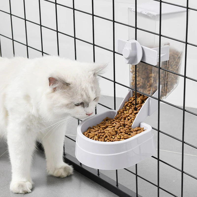 Automatic Pet Feeder With Hanging Water Bottle And Food Container