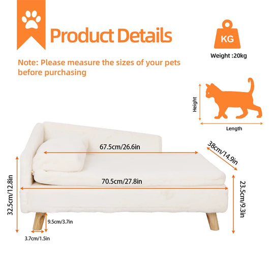 BORWARTCN Premium ErgonomicallyContoured Elevated Dog Sofa Bed With Backrest Deluxe