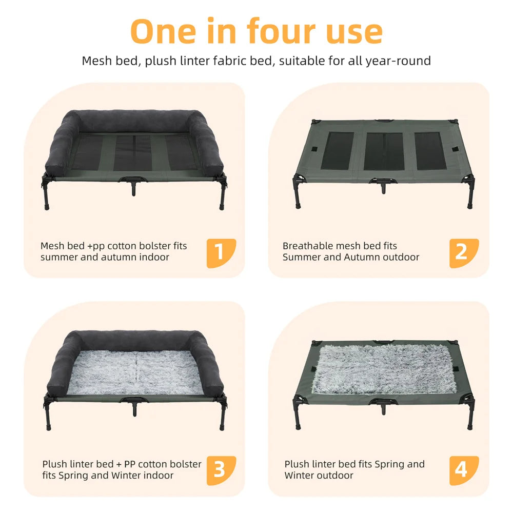 Borwartcn Outdoor Raised Dog Bed With Cooling Breathable Mat