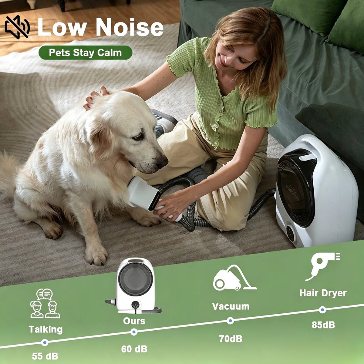 Pet Grooming Kit With Vacuum Clipper Dryer And Hair Trimmer
