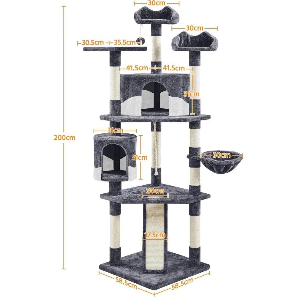 Multi Level Cat Tower With Sisal Posts And Plush Perches