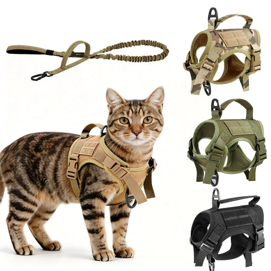 PETRAVEL Tactical Cat Harness And Leash Set For Outdoor Walking