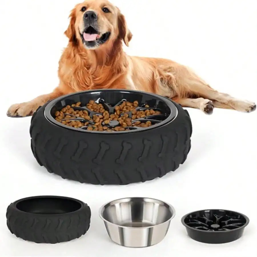 3-In-1 Slow Feed Dog Bowl With Non-Slip Suction