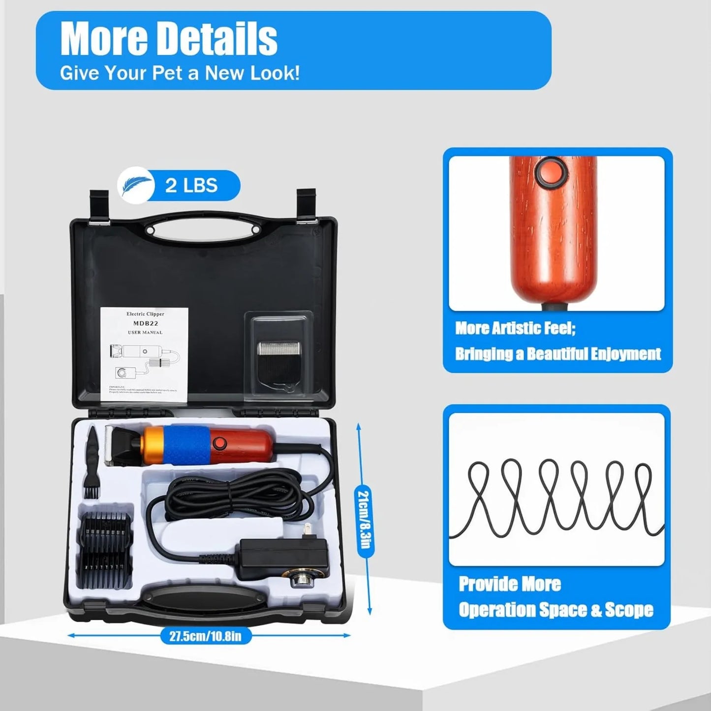 Bymaocar 200W Electric Pet Clippers For Dogs And Cats