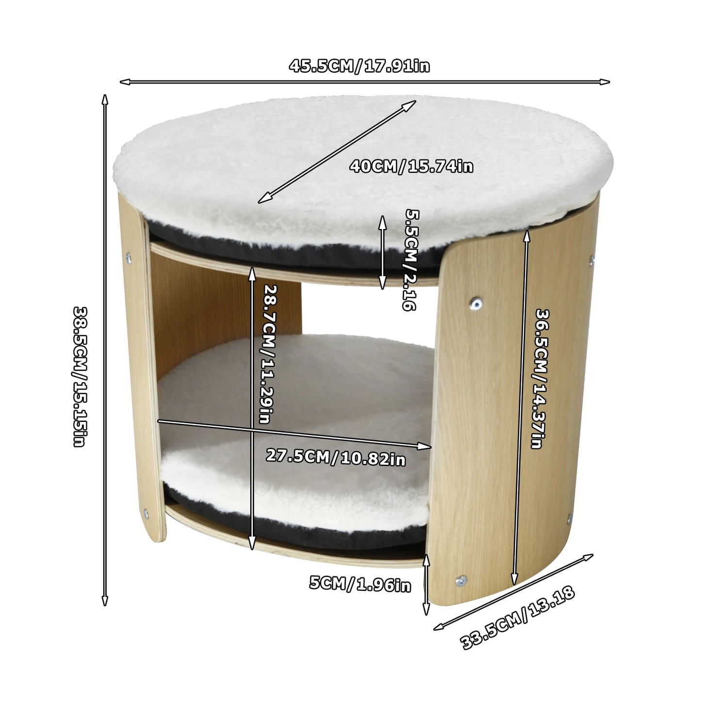 BINGOPAW Elevated Cat Bed TwoTier BambooFrame IndoorCatTreeStructure RemovableWashableMat