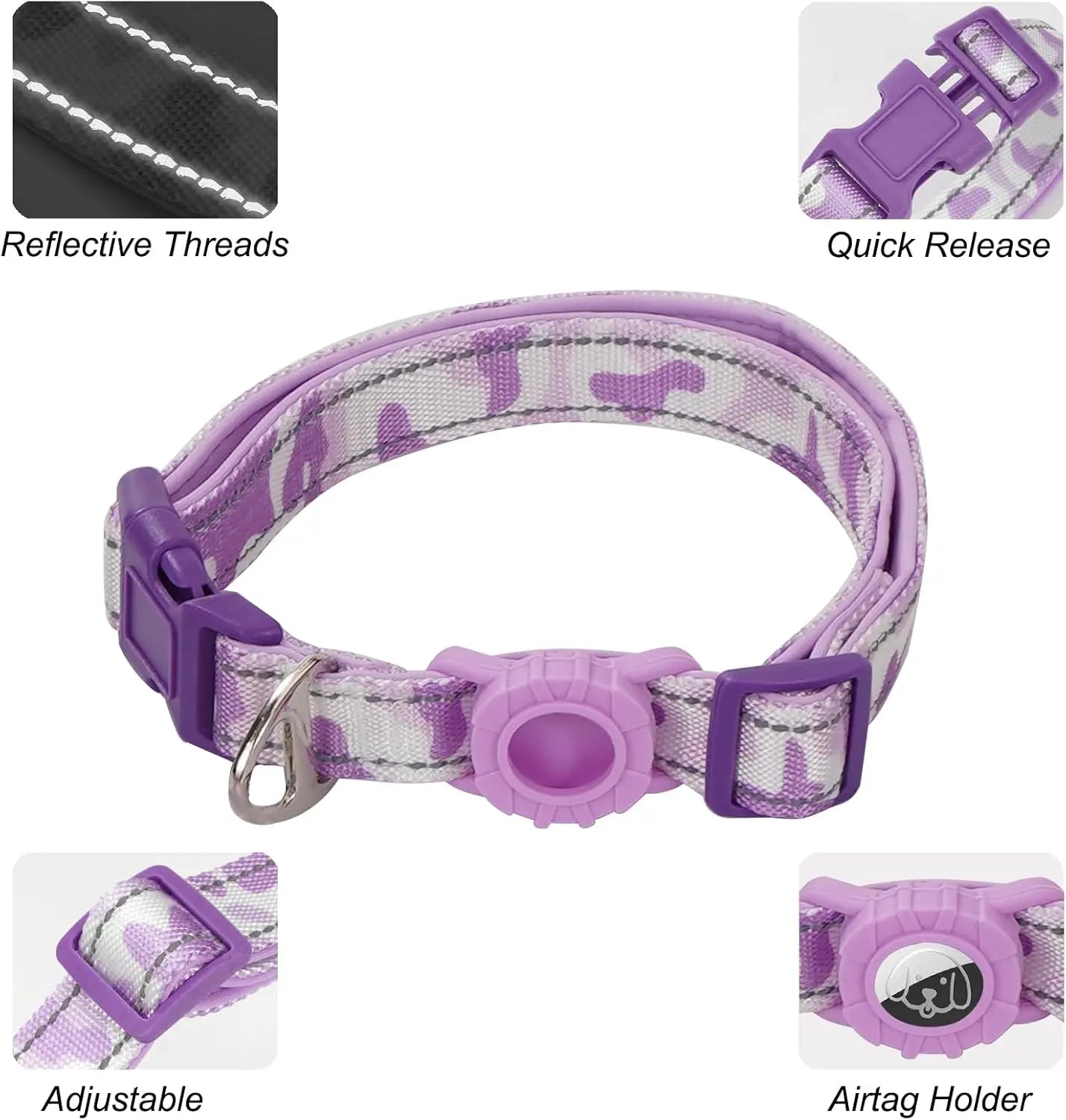 XMSJ AirTag Leash and Collar Set With Holder Clip