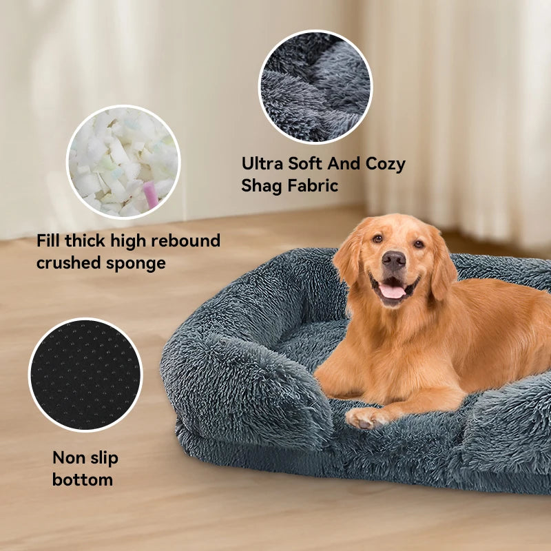 CN Jiangsu Thickened Orthopedic Dog Bed For Large Dogs With Plush Removable Cover