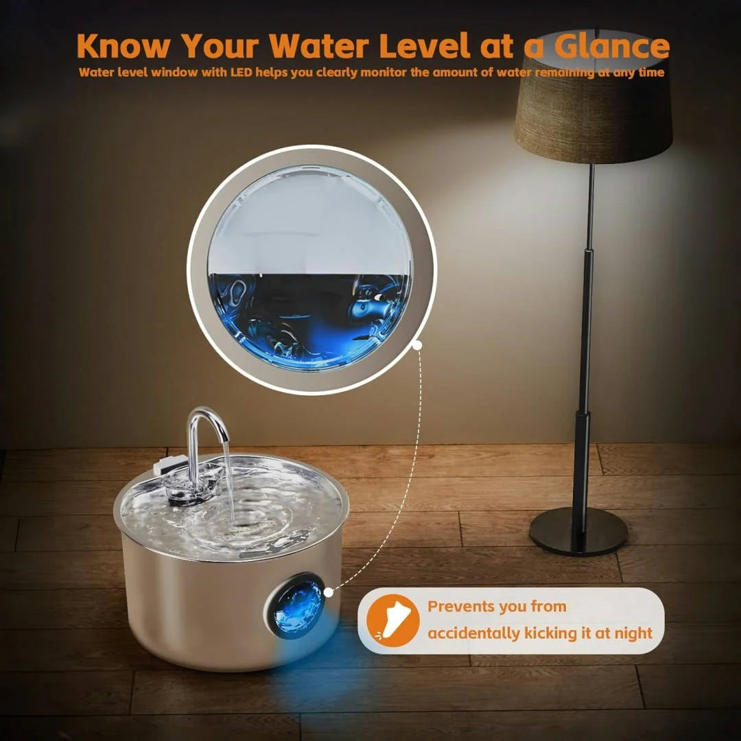 OPETHH Stainless Steel Cat Water Fountain Dispenser For Pets