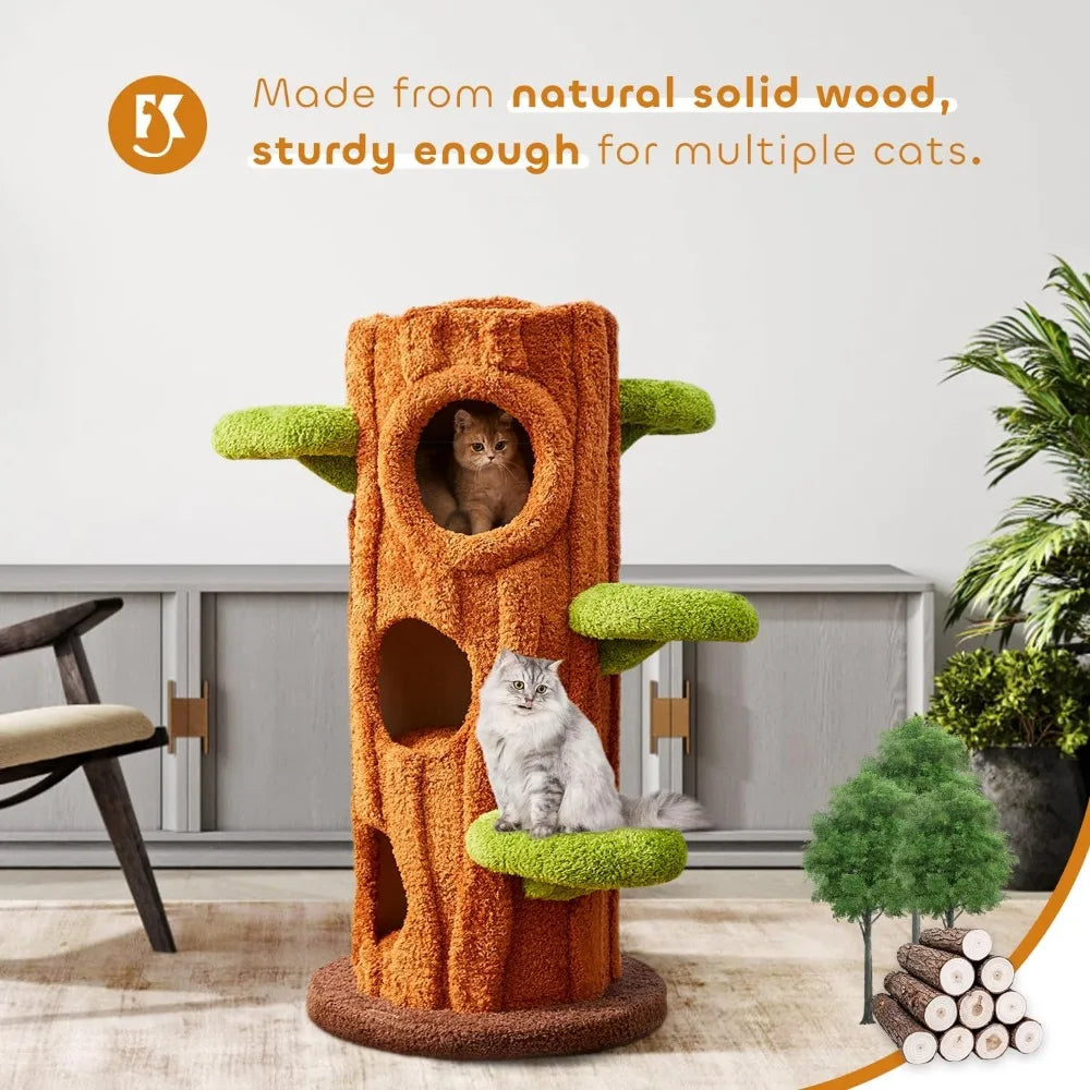 MKDK Luxury Natural Cat Tree Indoor Multi Level Tower