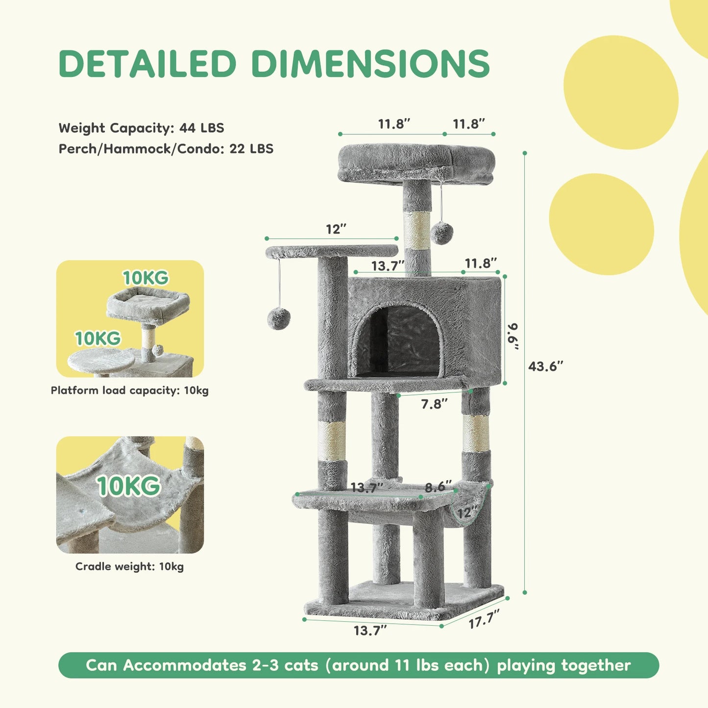 JHK Cat Tree Tower Indoor Multi-Cat Play Scratching