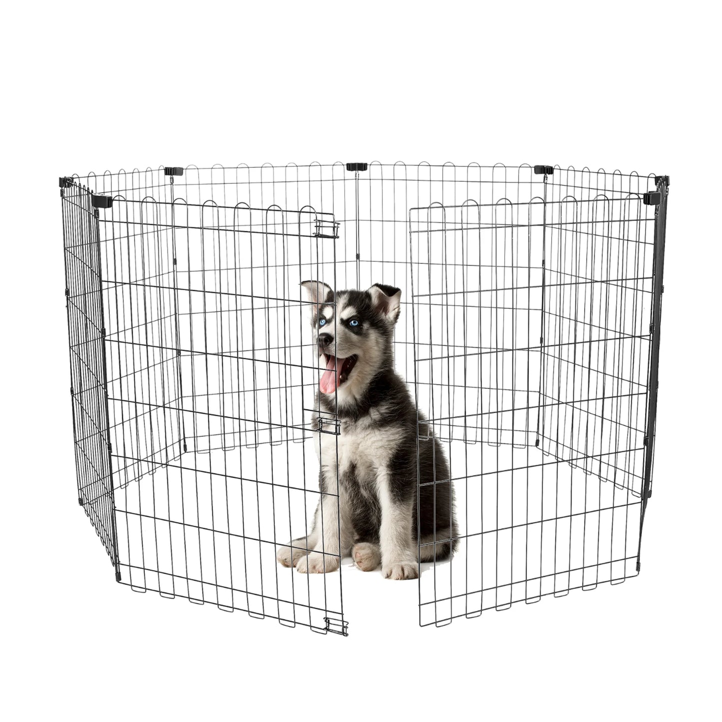 Foldable Metal Dog Playpen Indoor Outdoor Fence with Doors