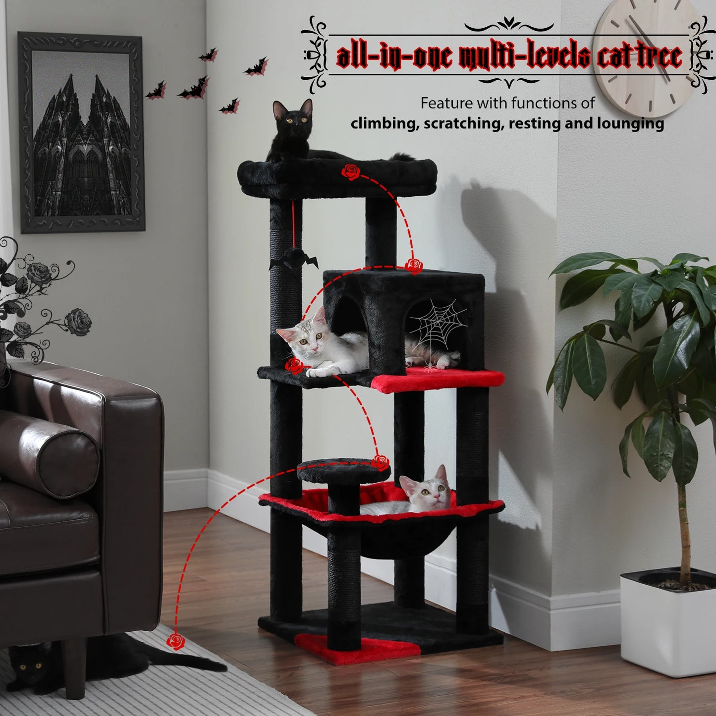 PAWZ Road 4 Tier Gothic Cat Tree For Indoor Cats