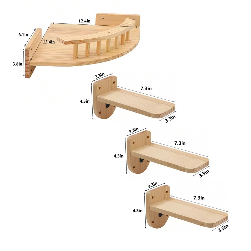 CWV Wall Mounted Cat Climbing Shelf With Corner Hammock