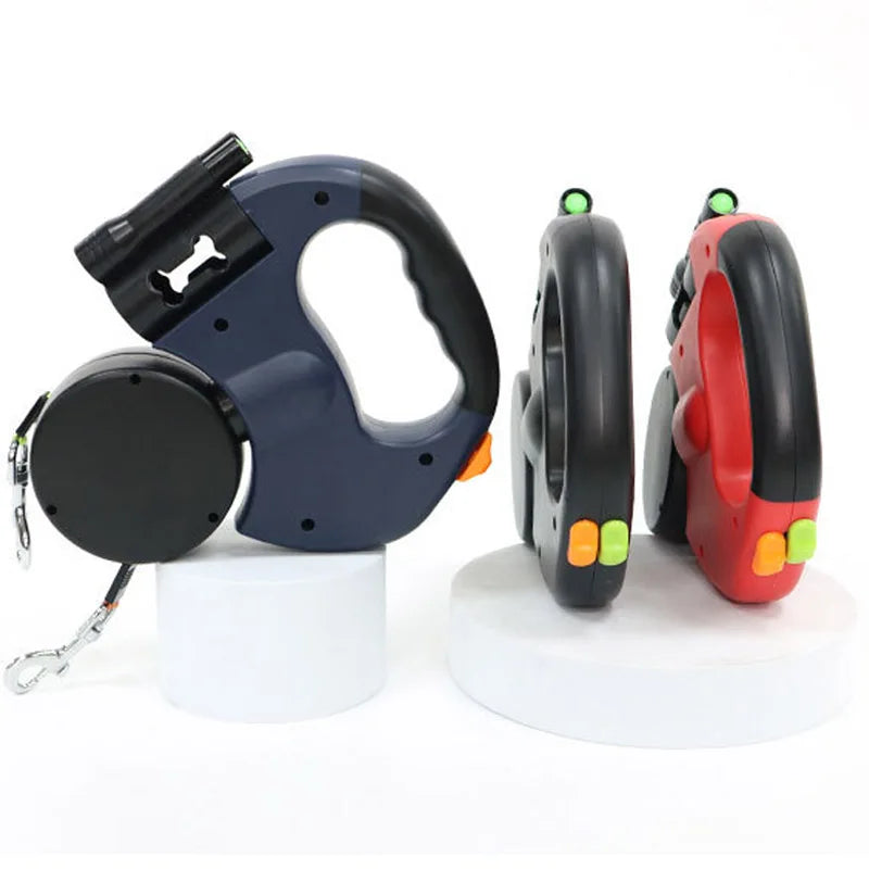 Guangdong 3In1 Double Head Automatic Retractable Dog Leash Flashlight Poop Bag Dispenser Reflective