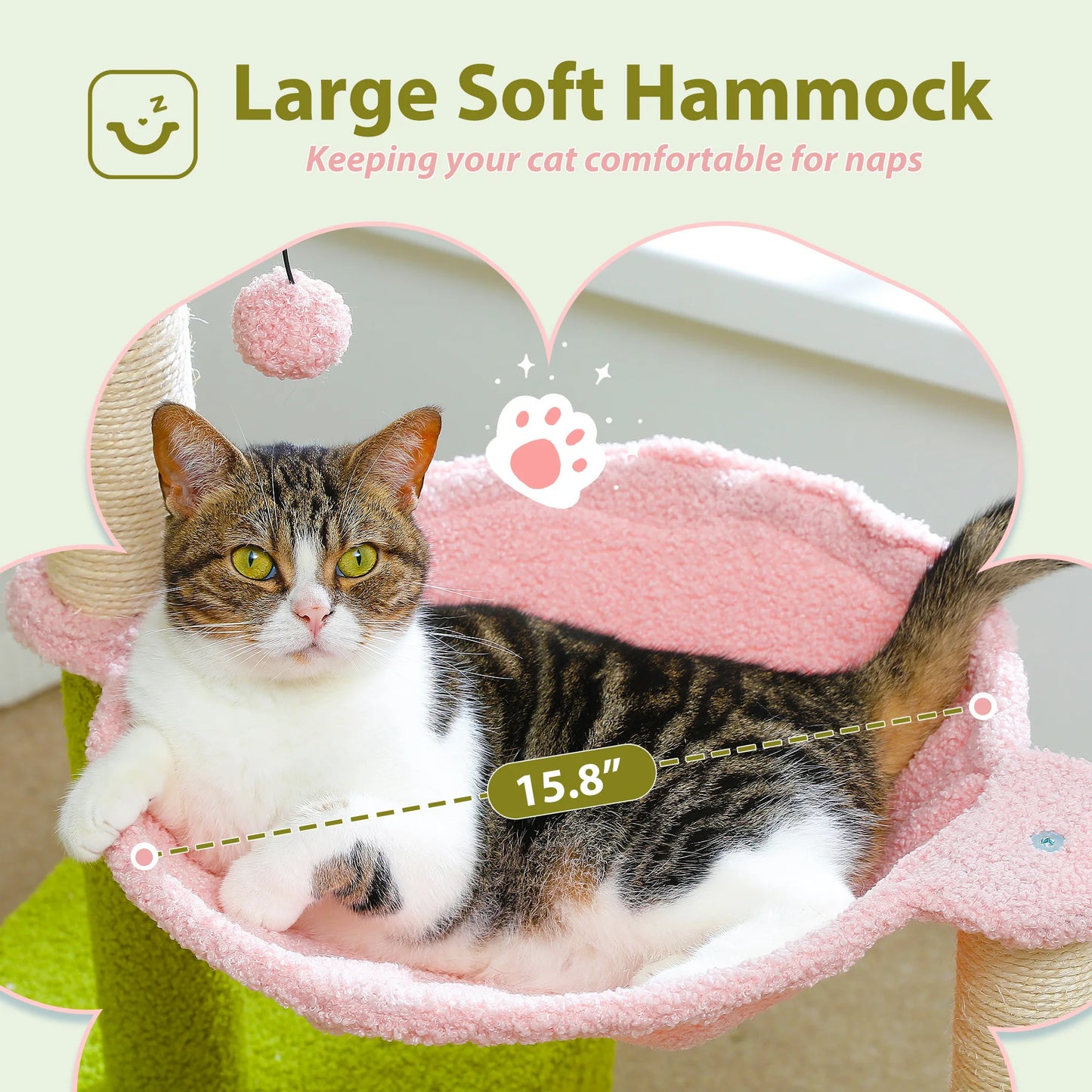 PETEPELACN Flower Cat Tree With Large Metal Frame Hammock