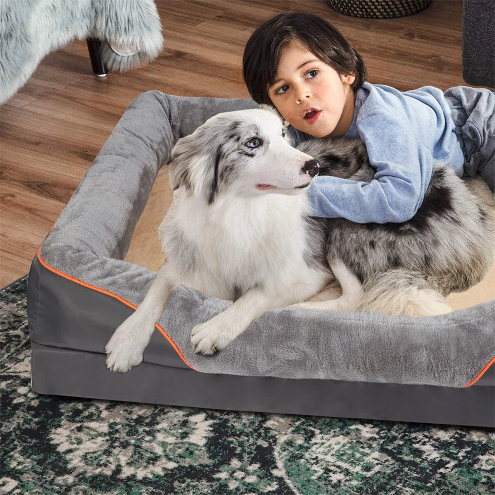 BORWARTC Orthopedic Memory Foam Dog Bed With Removable Cover
