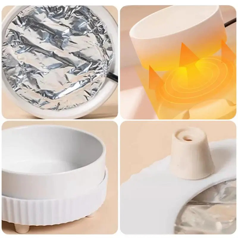 Premium Heated Cat Water Bowl With Rechargeable Heating Technology CeramicMaterial