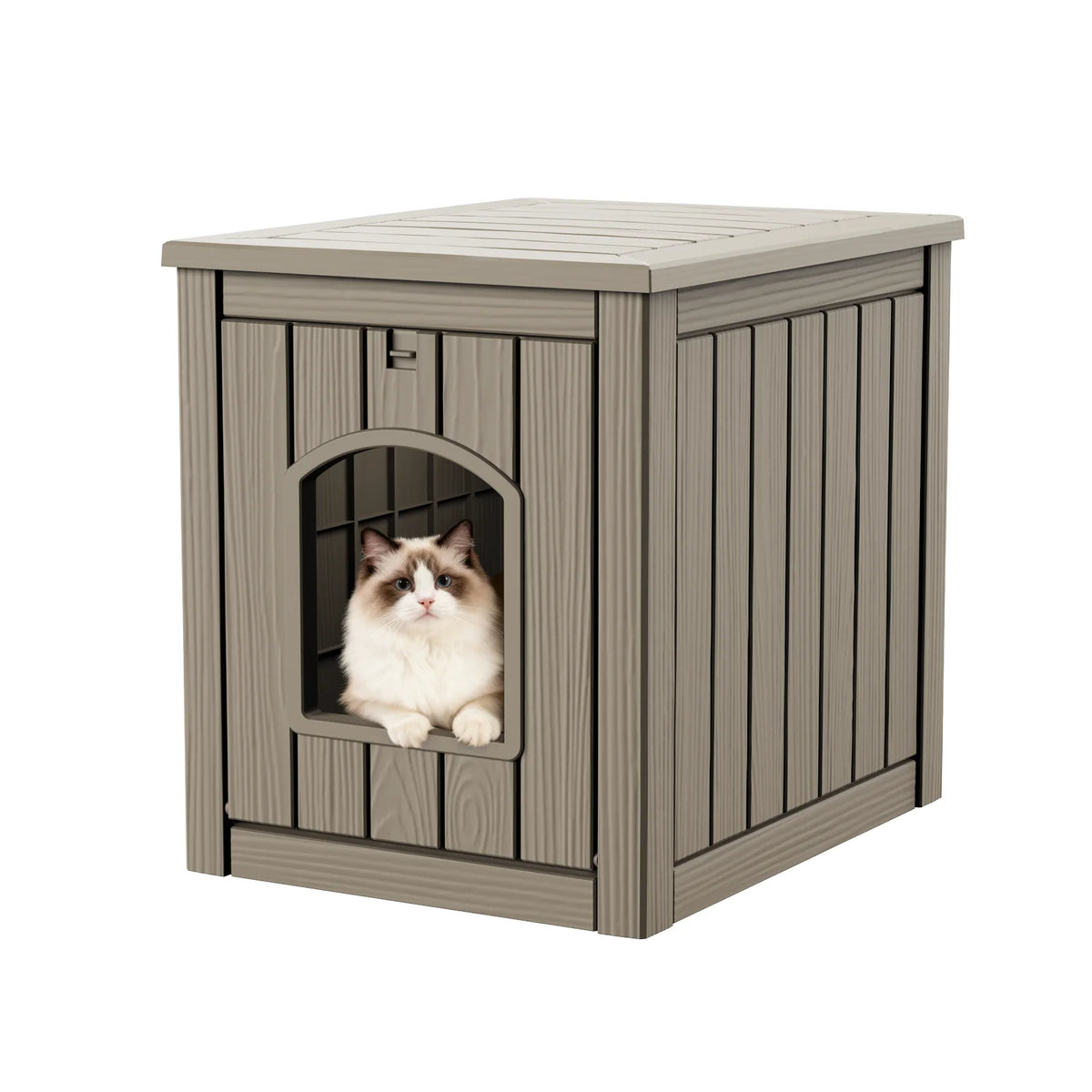 Waterproof Resin Cat House End Table Indoor Outdoor Pet Kennel