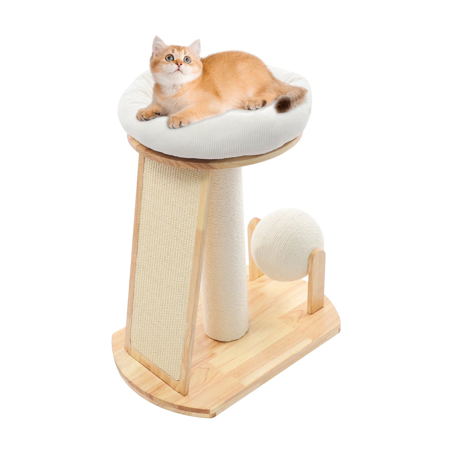 Sichuan Wood Cat Tree With Space Capsule And Scratching Pad