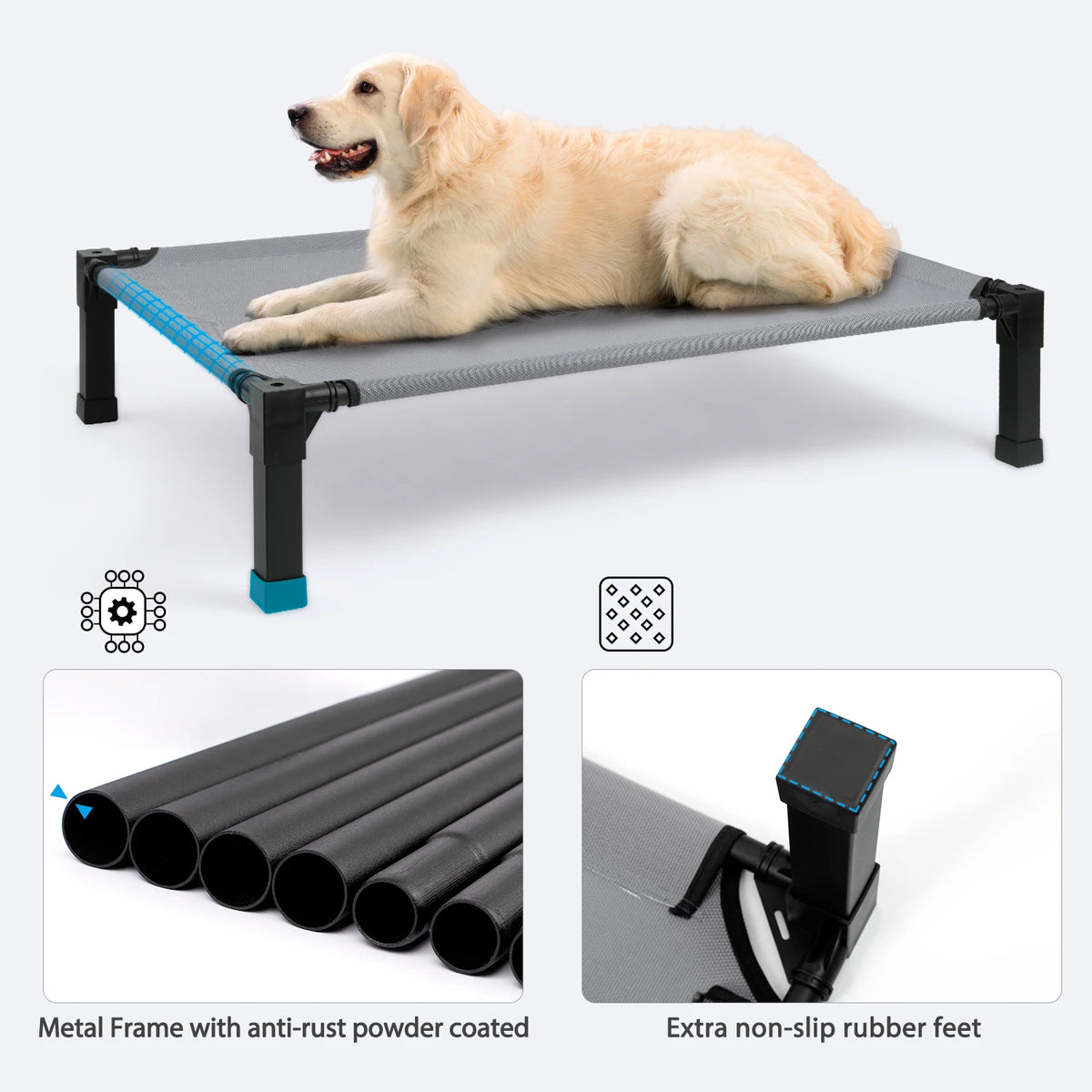 Elevated Dog Bed Cooling Raised Cot With Breathable Washable Mesh